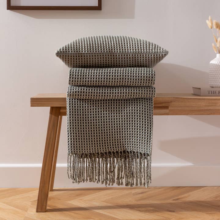 Rowan Waffle Throw Charcoal for wholesale on Faire6