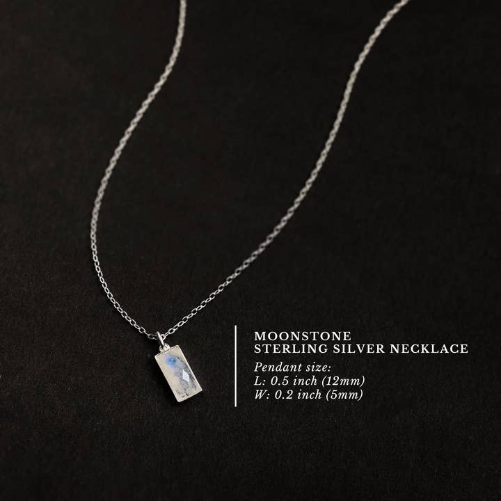 hope love shine - Wholesale Pendant/Charm Necklace - Genuine Moonstone Pendant, Sterling Silver 18" Chain