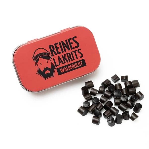 LASSE LAKRITS - natürlich lecker - Vendita all'ingrosso Liquirizia - Latta di liquirizia pura ai frutti di bosco1