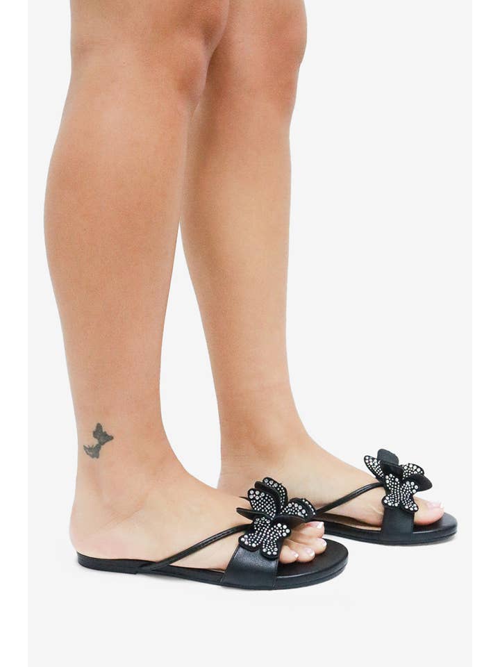 Lemonade Shoes - Wholesale Sandals - Women's - SABETHA - Sandals w/ Sparkling Butterfly Embellishment2