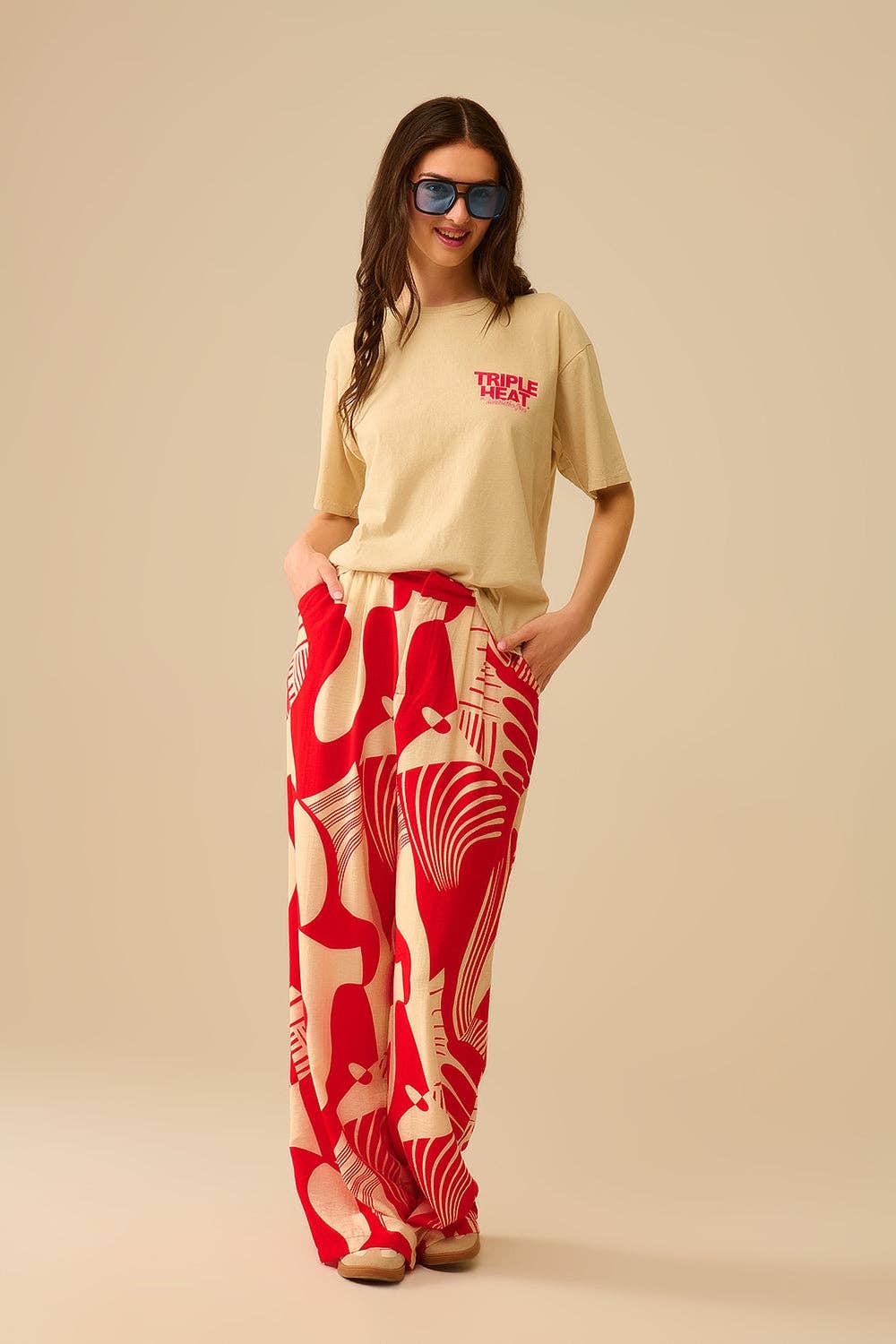 Beige relaxed fit Short Sleeve TRIPLE HEAT T-shirt for wholesale on Faire3