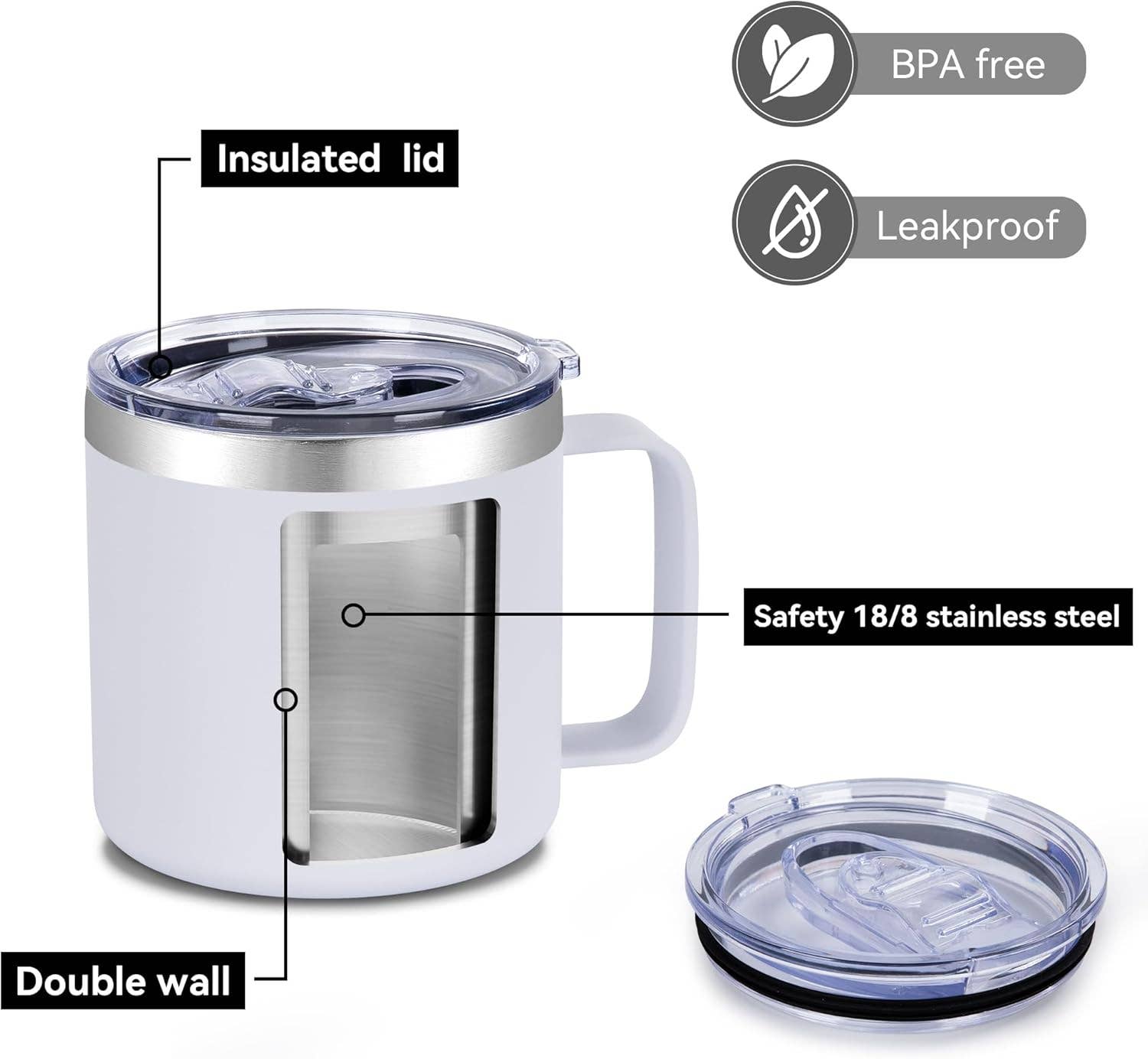 VIGOR - Wholesale Insulated Mug/Tumbler - Insulated Coffee Mug Bulk with Handle, Stainless Steel4