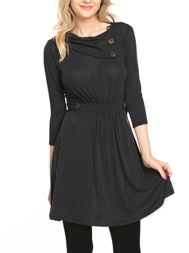 SI-512 Plus Size Tuniek met Knoop en Empire Taille voor wholesale door 42POPS