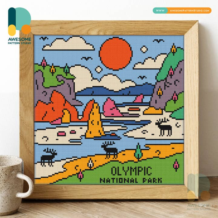 Parc national Olympique DS2812, Kit de peinture au diamant - 120x120 pour la vente par Awesome Pattern Studio