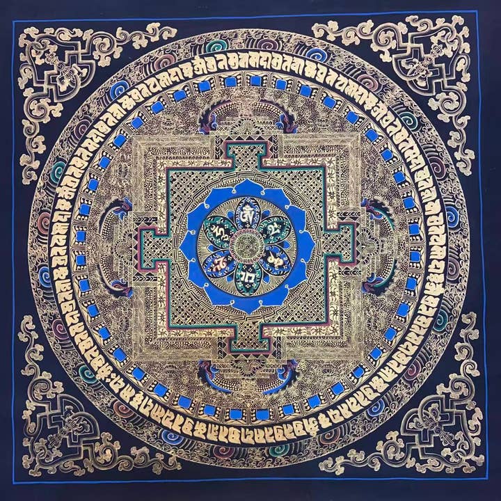 Om Mantra Mandala Thangka voor wholesale door Art Of Tibet