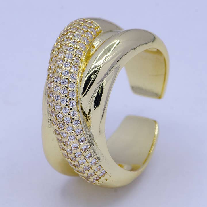 Bague en zircone cubique en or 24 carats remplie d'or 24 carats pour bijoux tendance O-2116 O-2117 pour la vente par Aim Eternal