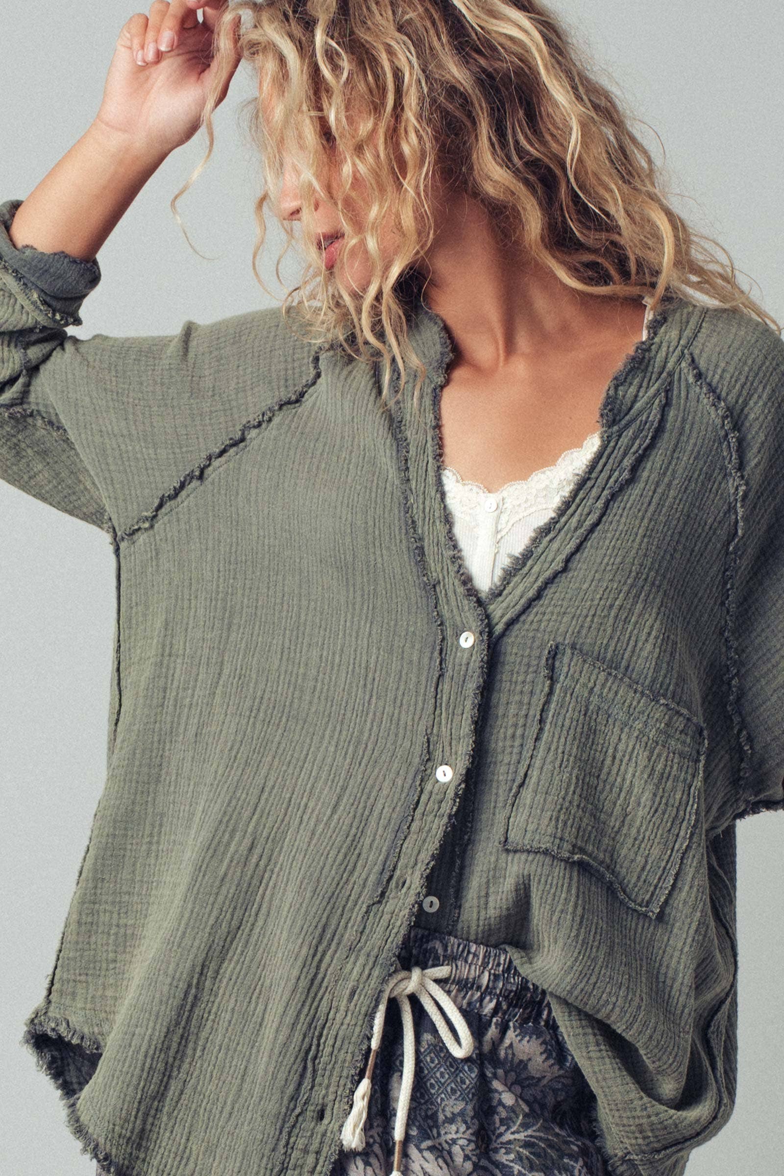 Fashion Week - Wholesale Button Down Shirt - Women's - The Willow Gauze Relaxed Shirt1