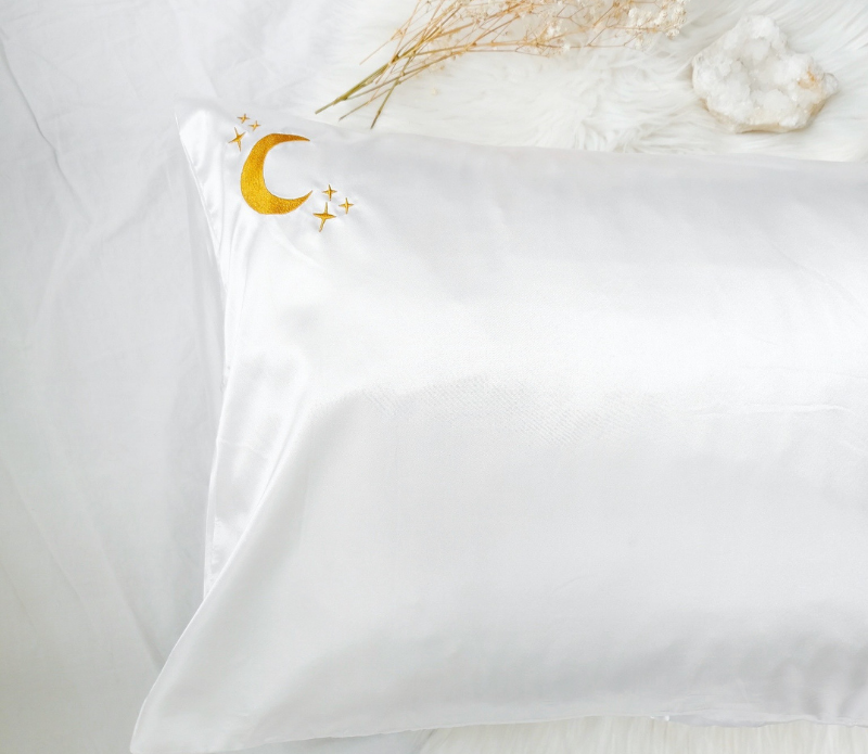 Goddess Provisions - Wholesale Bedding Pillowcase/Sham - Crystal Dreams Pillowcase, Cosmic Sleep Moon Pink Vegan Silk4