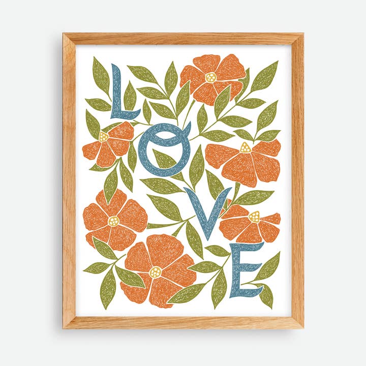 Impression d'art Amour en Fleurs pour la vente par Quiet Lines Design