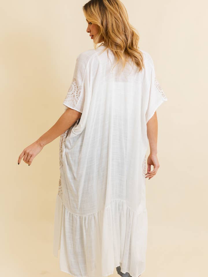 Leto Accessories – Engroshandel Kimono - Dame – Boho-stil kimono med tribal broderi og langt snit7