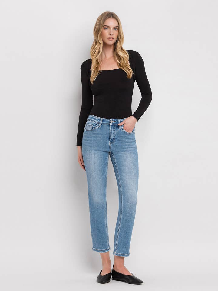 PERFECT FOR NOW HIGH RISE CROP SLIM STRAIGHT JEANS T5385 for wholesale on Faire2