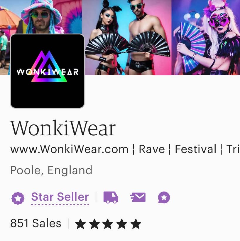 Wonkiwear Ltd – wholesale Handheld folding fan – XL Festival Fan - Holographic, Blue7