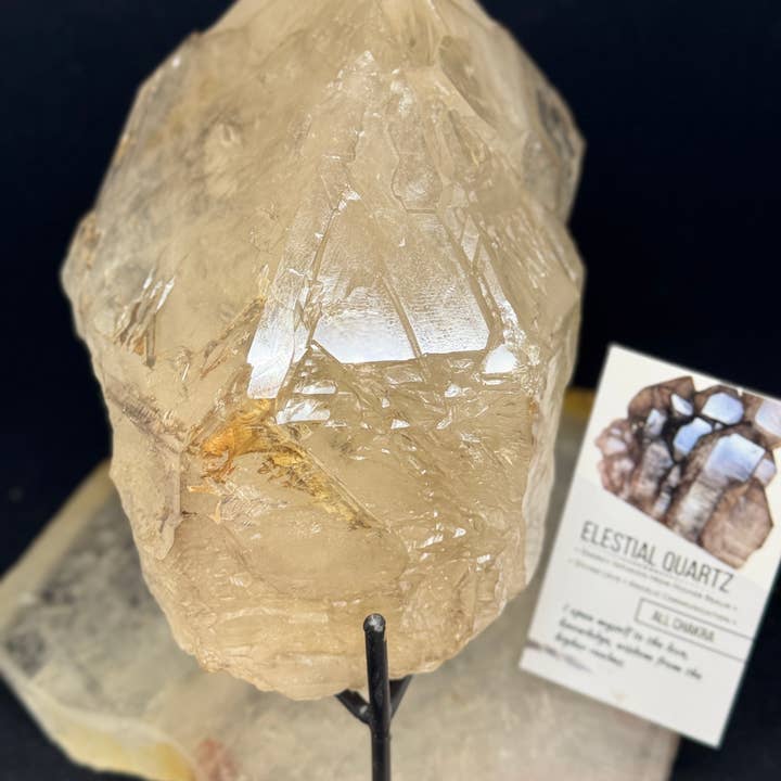 Raw Brazilian Elestial quartz w/ amazing glyphs F66E for wholesale by The 7 Directions