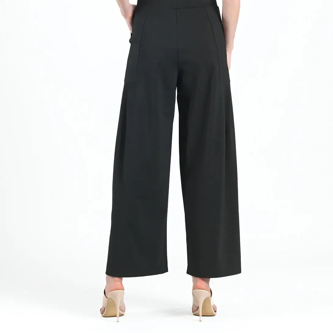 Clara Sunwoo - Wholesale Pants - Women's - PT70RA - Rayon-Ponte Knit - Pleated Wide Leg Pocket Pant2