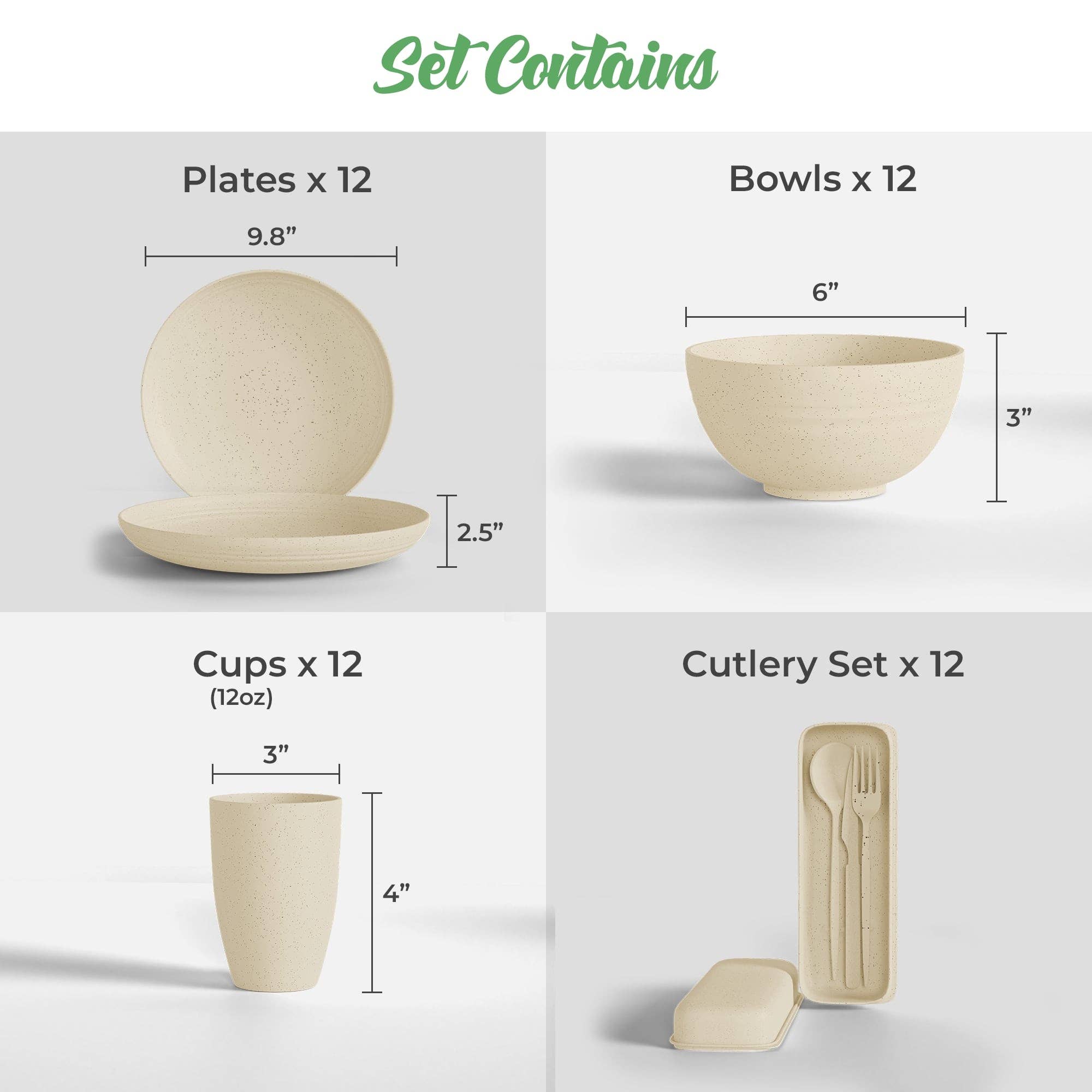 Greendish - Venta al por mayor Conjuntos de vajilla - Conjuntos de vajilla reutilizable ecológica de paja de trigo4