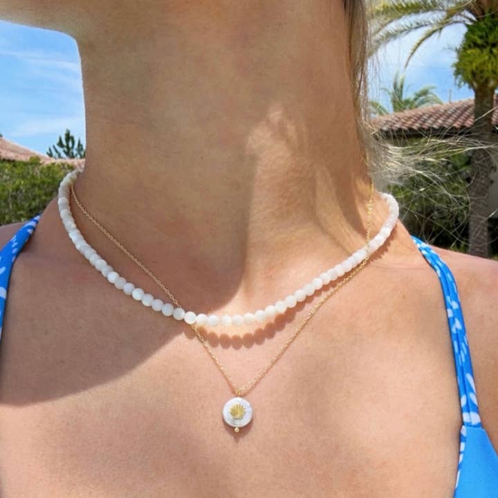Salt & June - Wholesale Pendant/Charm Necklace - Sanibel Pearl Seashell Necklace5