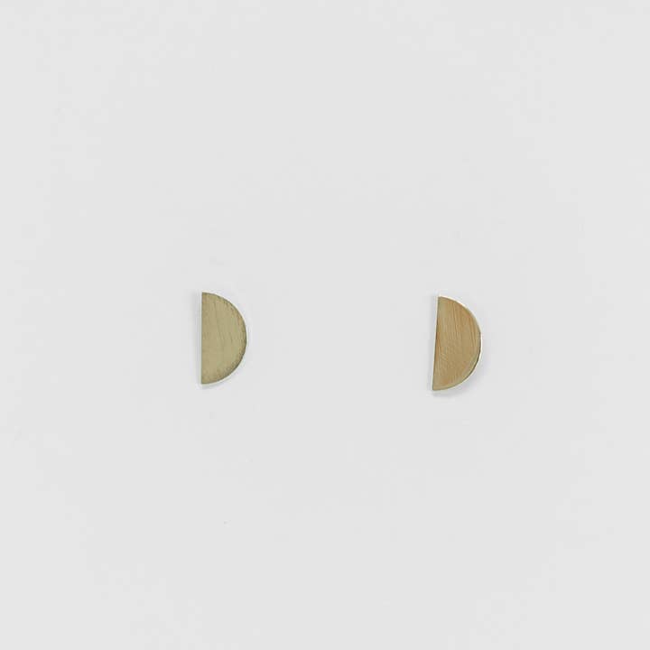 M STREET STUDIO - Wholesale Stud/Post Earrings - Brushed Gold Half Circle Stud Earring2