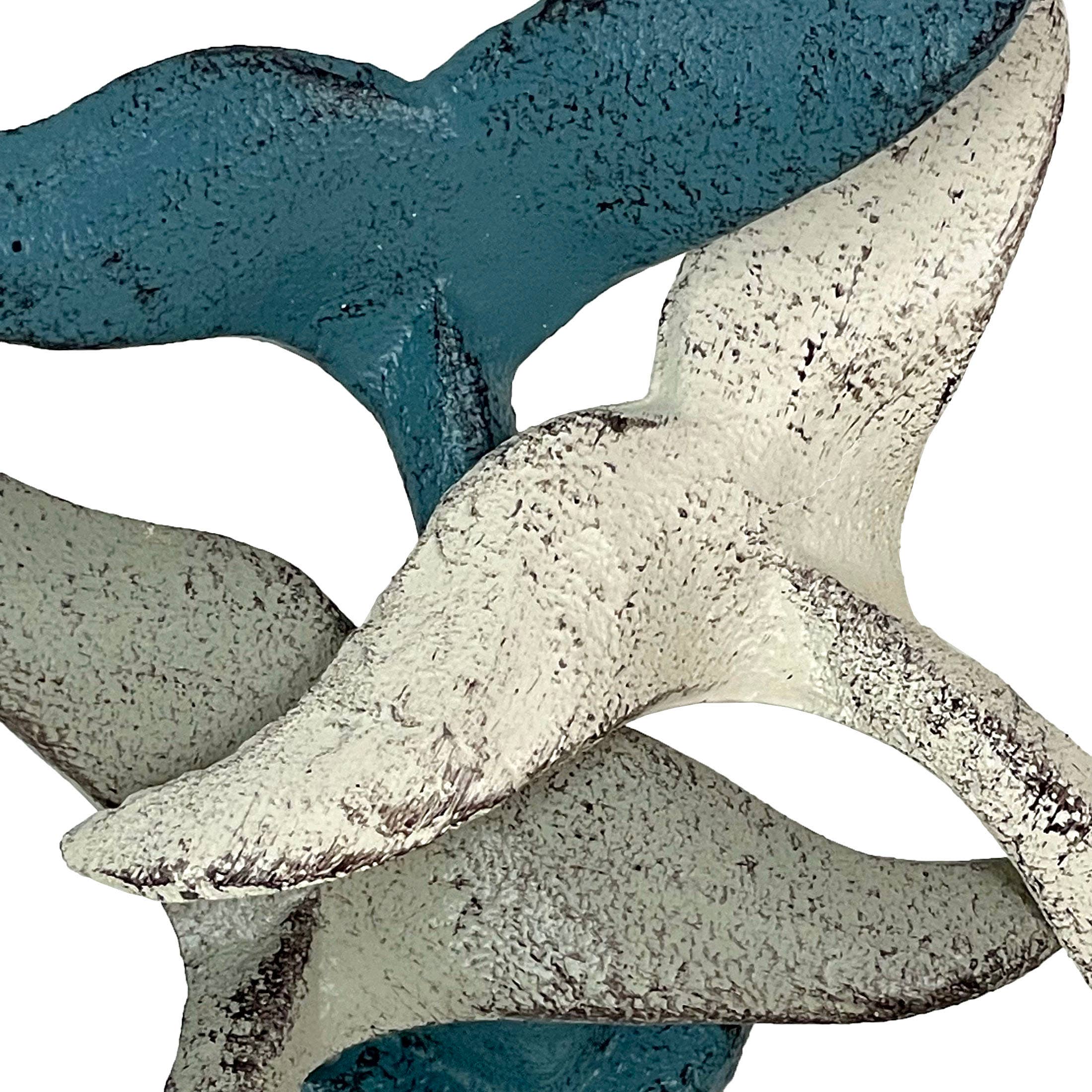 Zeckos - Vendita all'ingrosso Gancio da parete - Set di 3 Ganci da Parete in Ghisa a Forma di Coda di Balena Nautica1