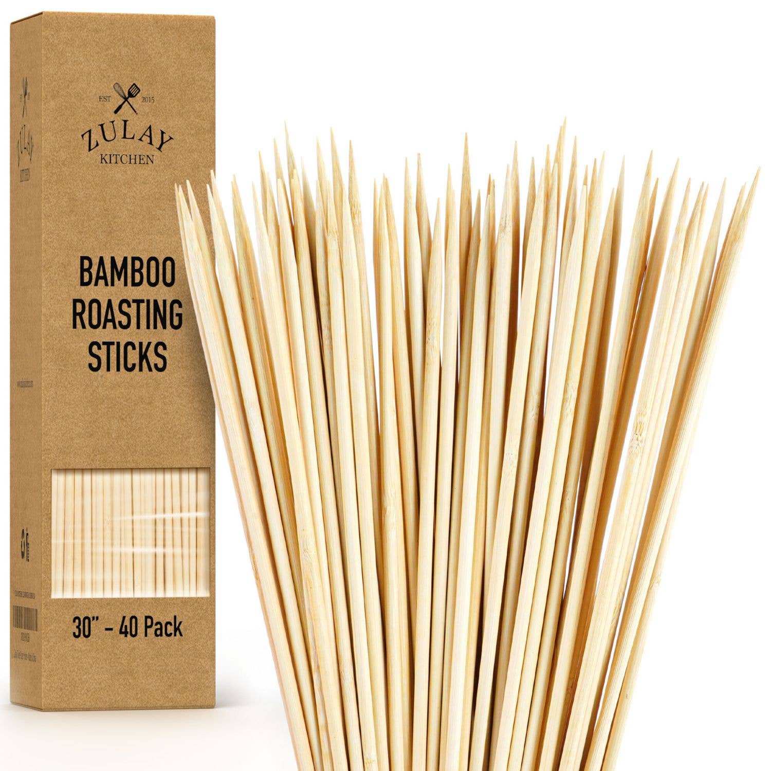 Zulay Kitchen – wholesale Skewer – Bamboo Marshmallow Sticks - 40 Extra Long Skewers7