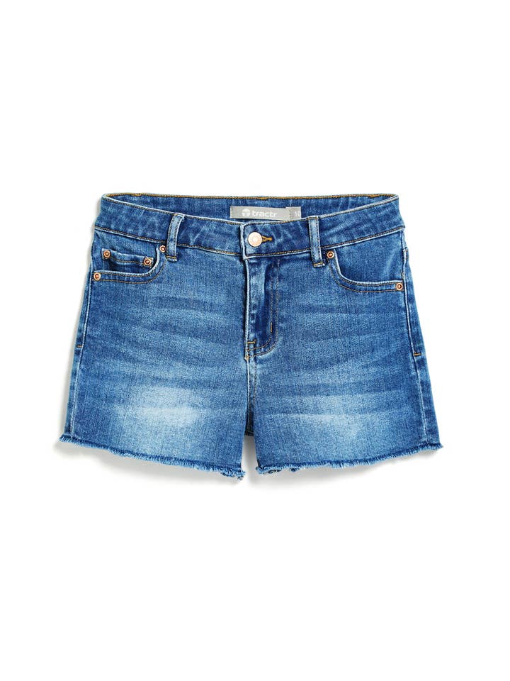 SHORTS À OURLET EFFILOCHE AVEC POCHE ARRIÈRE NŒUD POUR FILLES/22264-DDJG pour la vente par Tractr Jeans