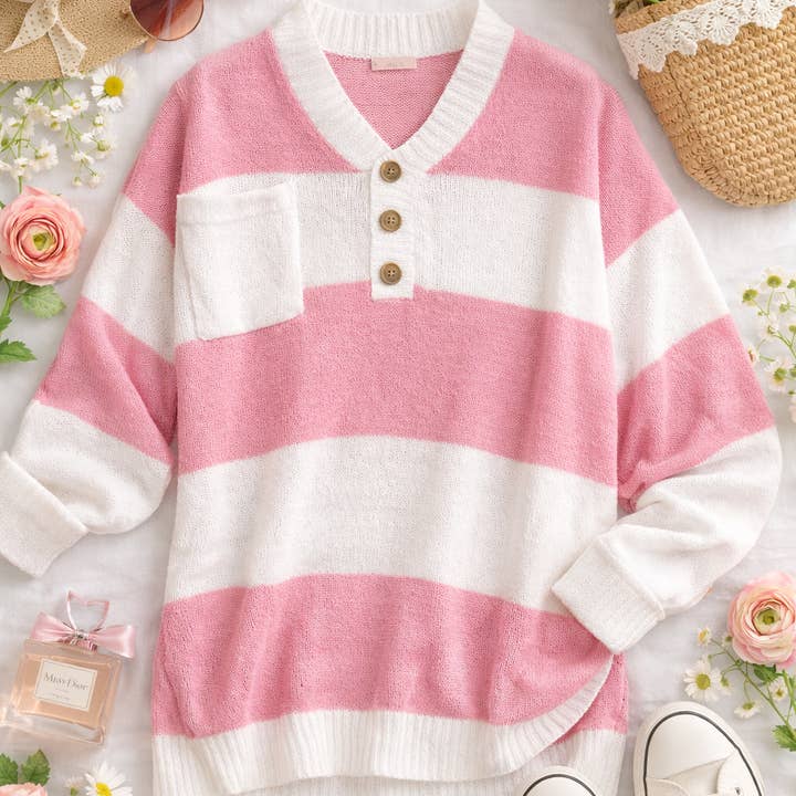 Printemps 2026 : Chemisier à rayures Lilly Breezy Button Up pour la vente par JadyK