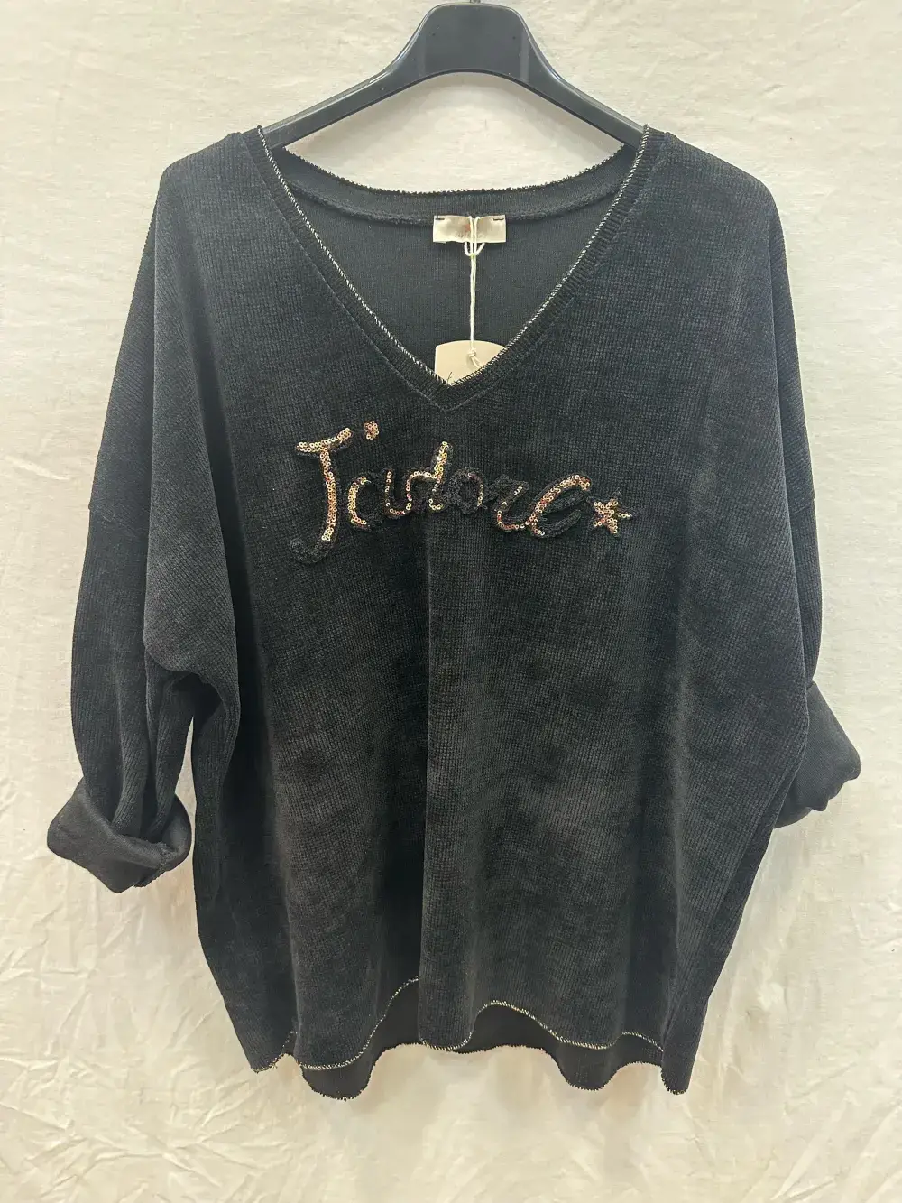 Mimi & Gogo - Wholesale Sweatshirt - Women's - Velvet Sweatshirt I love @4589_HVJadore7