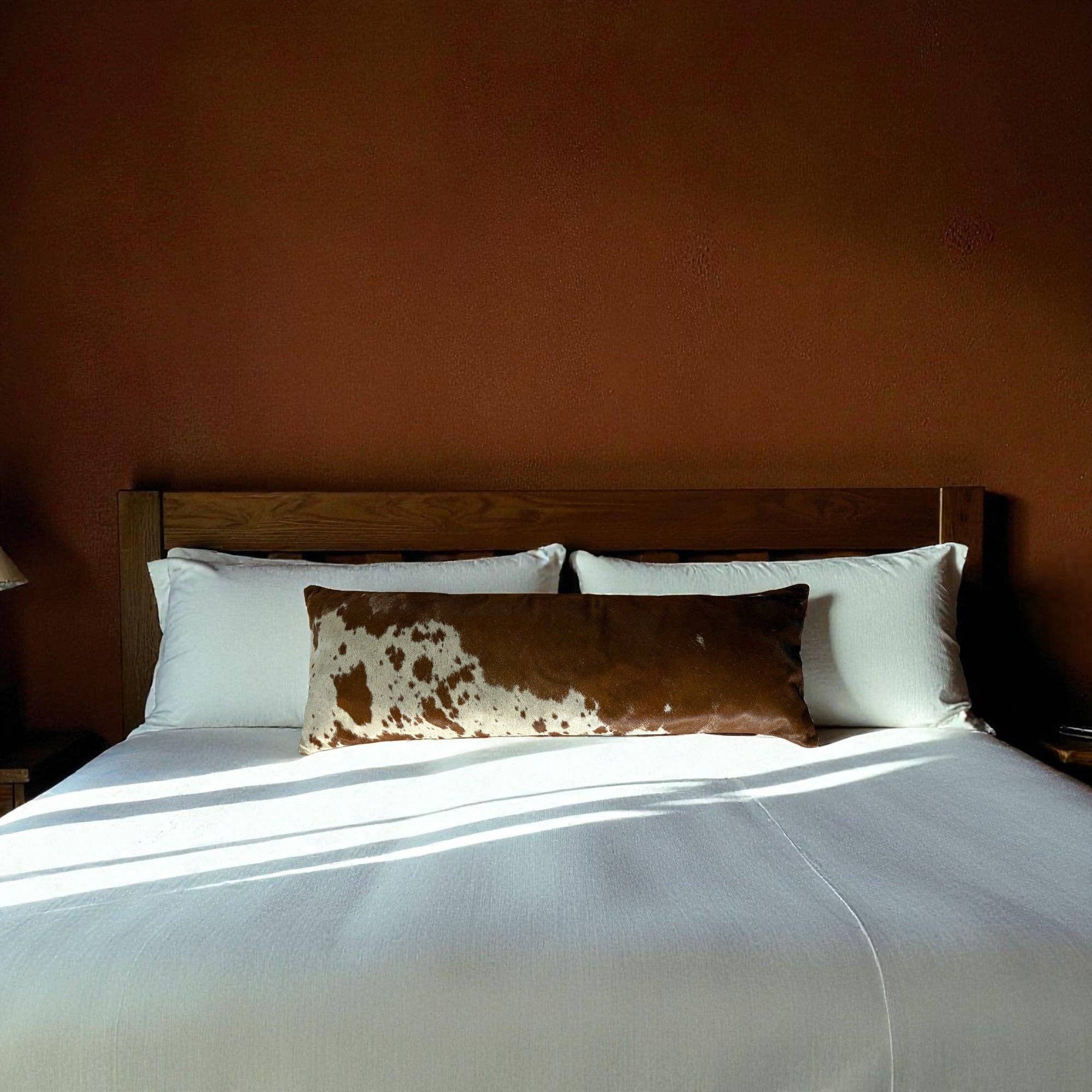 Ranch Junkie - Wholesale Throw Pillow Cover - 12x36 Genuine Cowhide Pillow Covers Lumbar Caramel Brown Double Sided Highlands Cowhide Pillow6