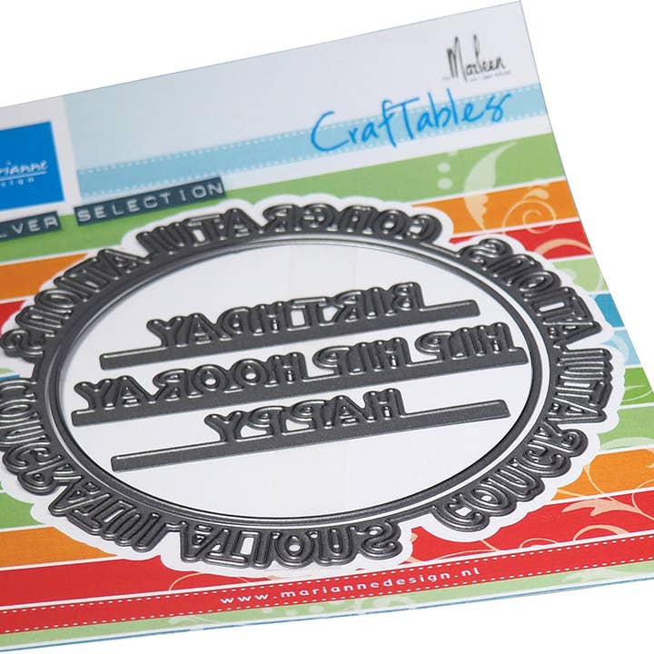 Ecstasy Crafts Distributing - Wholesale Craft Supplies - Marianne Design Craftables Die - Congratulations Circle By Marleen