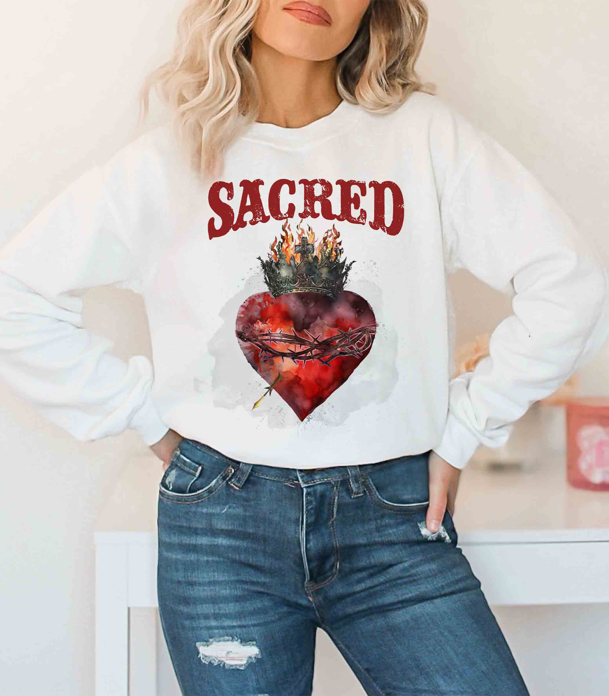 JCoons - Wholesale Screen Printed T-Shirt - Women's - Sacred Heart