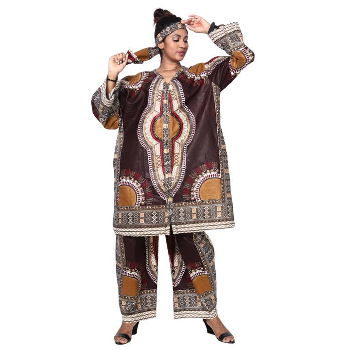 African Stars - Wholesale Top & Pant Set (NOT Loungewear) - Women's - Women's Dashiki Tunic Top and Matching Pants Set -- FI-404910