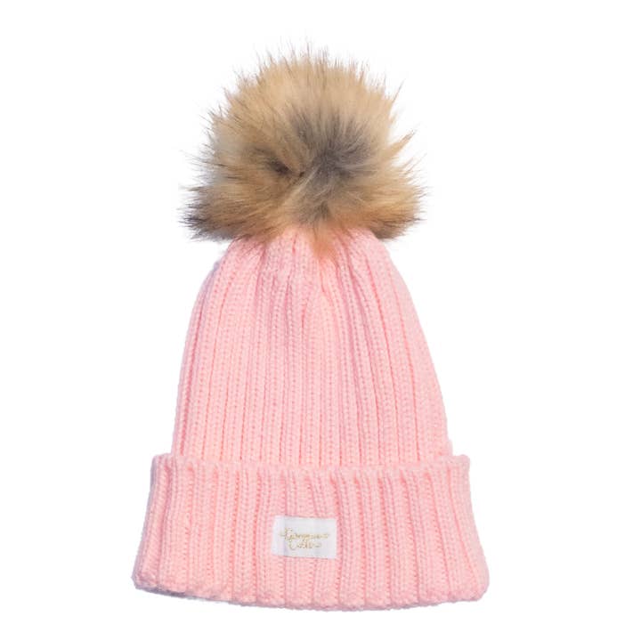 Gorro Forrado de Satén Dreamee Curls con Pom Pom Desmontable Rosa Bebé para venta al por mayor de Luxury Hair Products
