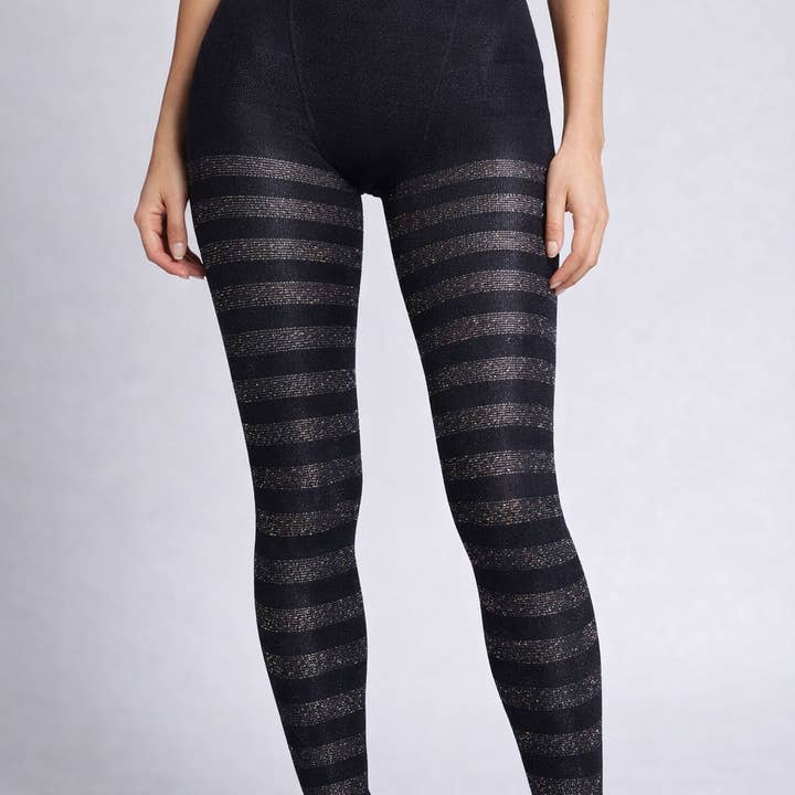 Schwarze Tutu-Strumpfhose, 50 Denier, mit mehrfarbigem Streifen. für den Großhandel von NHP International