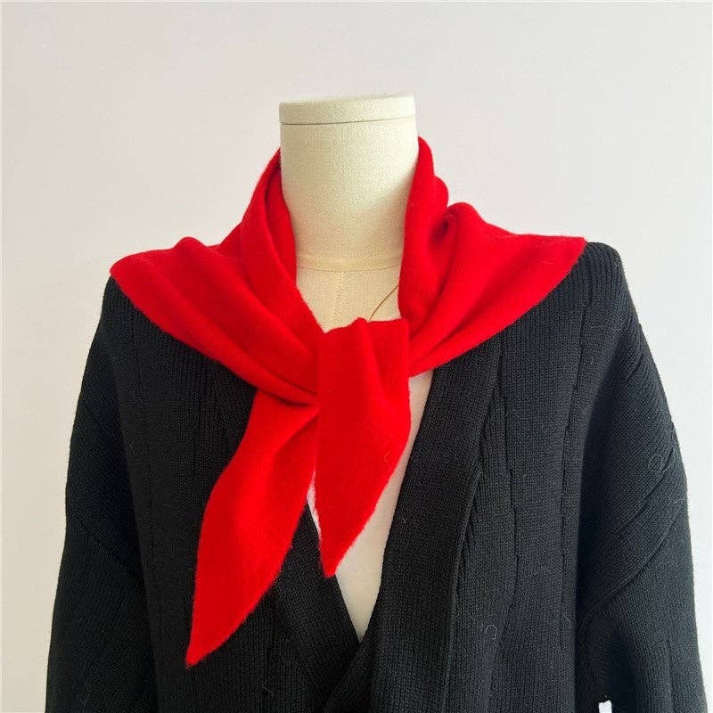 Mirazshoes WholeSale - Wholesale Scarf - Women's - Wool Solid Color Knitted Triangle Scarf0