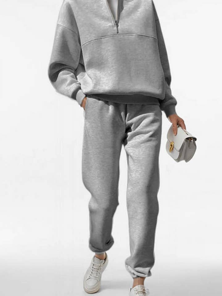 NINEXIS - Wholesale Top & Pant Set (NOT Loungewear) - Women's - CWSTB1207_ZIPPERED SWEATSHIRT AND TROUSERS TWO-PIECE SET