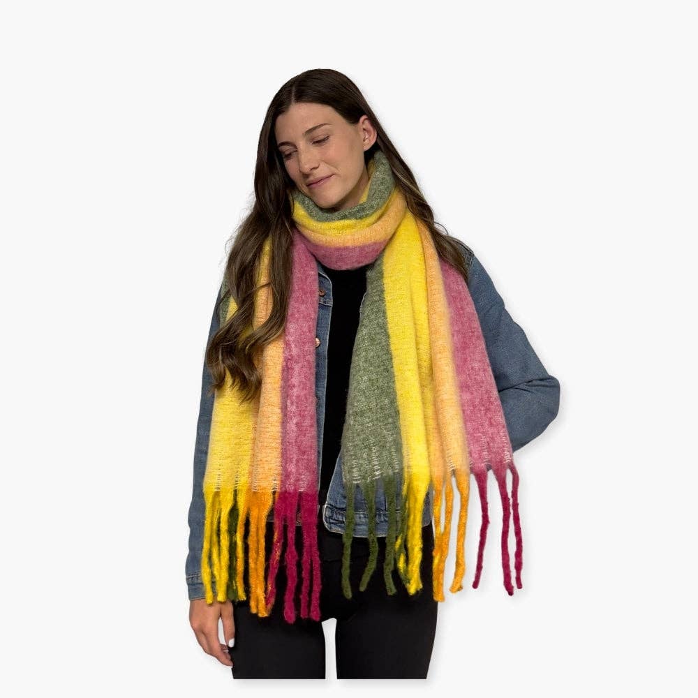 Humble Hilo - Wholesale Scarf - Women's - Humble Hilo Woven Chunky Scarf Cocoon Fringe17