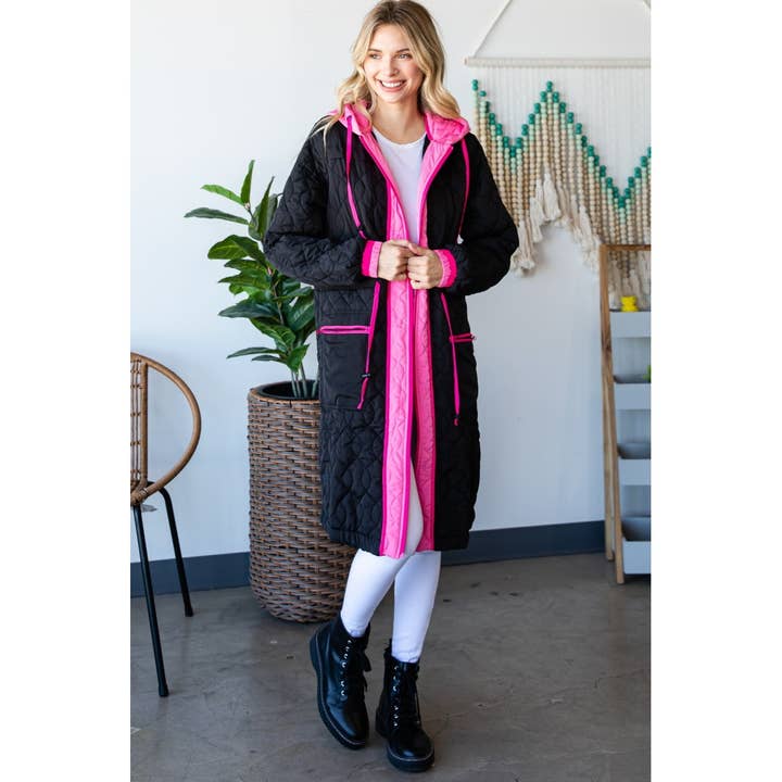 Veveret - Wholesale Coat - Women's - Lite Quilted Hooded Long Coat