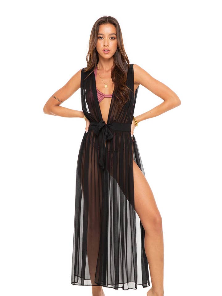 CLEOPATRA MAXI ZIJDEN CHIFFON - ZWART voor wholesale door stellar-dust