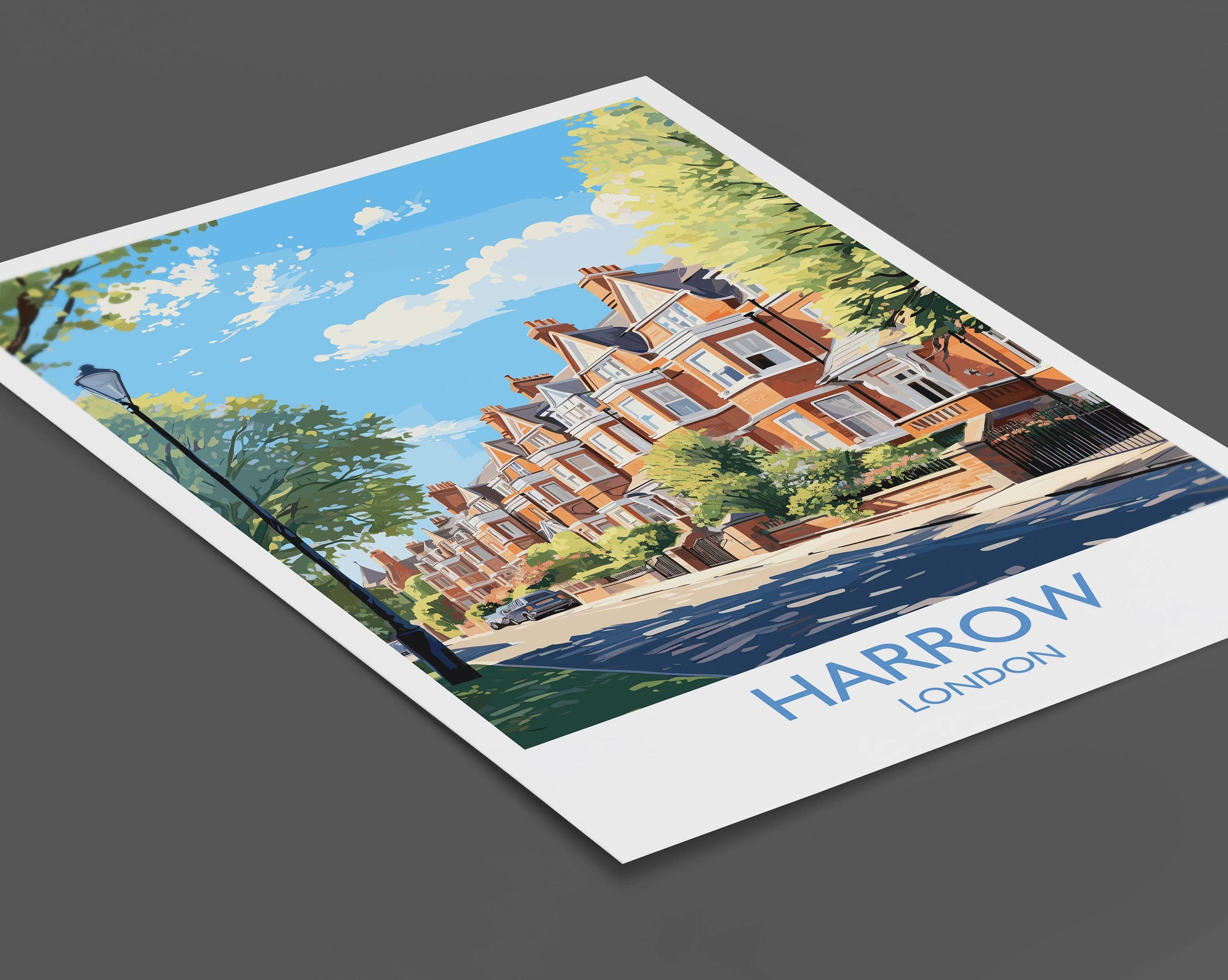 NQ Media Designs – Impressão artística por atacado – Impressão de Viagem de Harrow, Poster de Viagem de Harrow, Poster de Londres, Presente de Harrow, Arte de Harrow, Arte de Londres Presente de Viagem do Reino Unido4