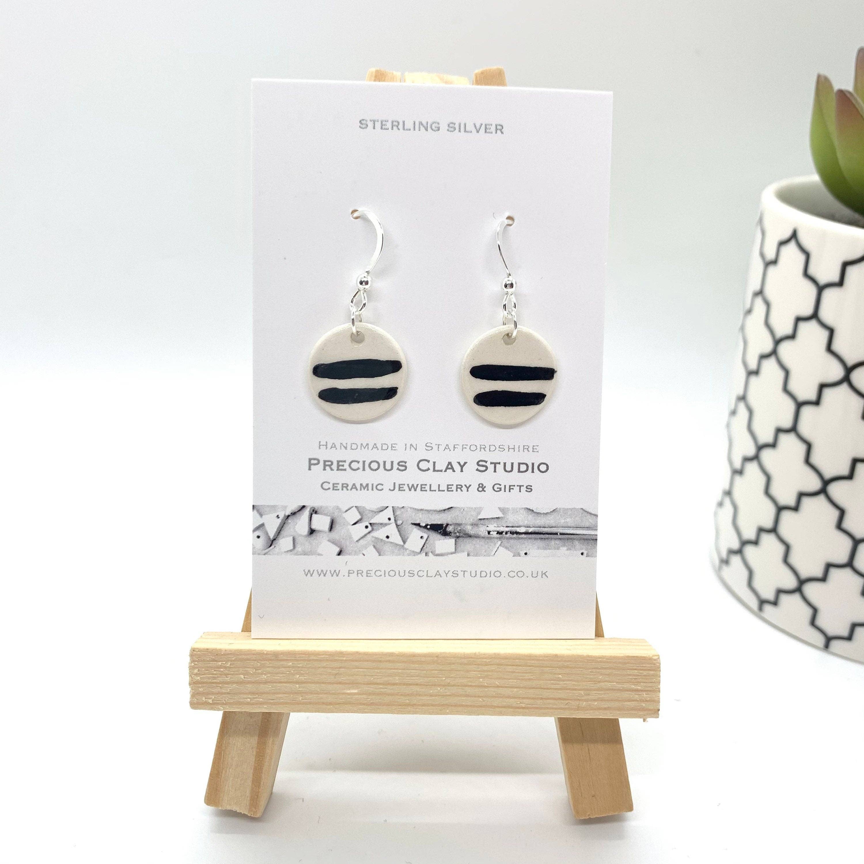 Precious Clay Studio - Wholesale Dangle Earrings - Black Stripe Earrings - Sterling Silver1