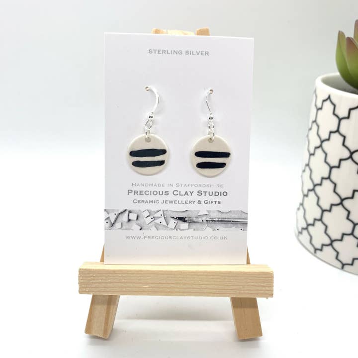 Precious Clay Studio - Wholesale Dangle Earrings - Black Stripe Earrings - Sterling Silver1