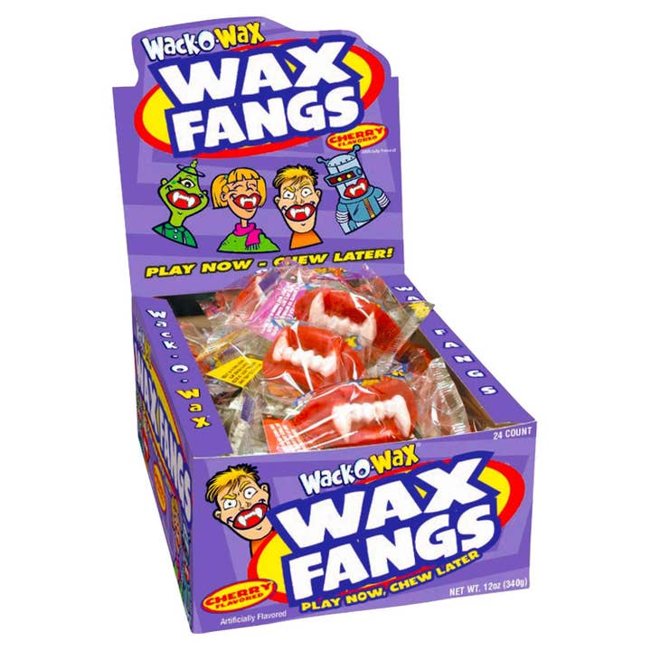 Wax Fangs, Cherry Flavor Candy, 24 Count for wholesale by Grandpa Joe's Candy Shop