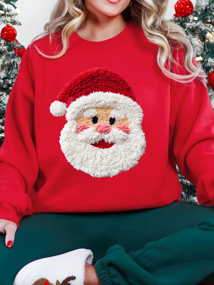 Wholesale Accessory Market - Wholesale Graphic Sweatshirt - Women's - Faux Yarn Stitched With Cheer Santa Heavy Blend Crew Sweatshirt4
