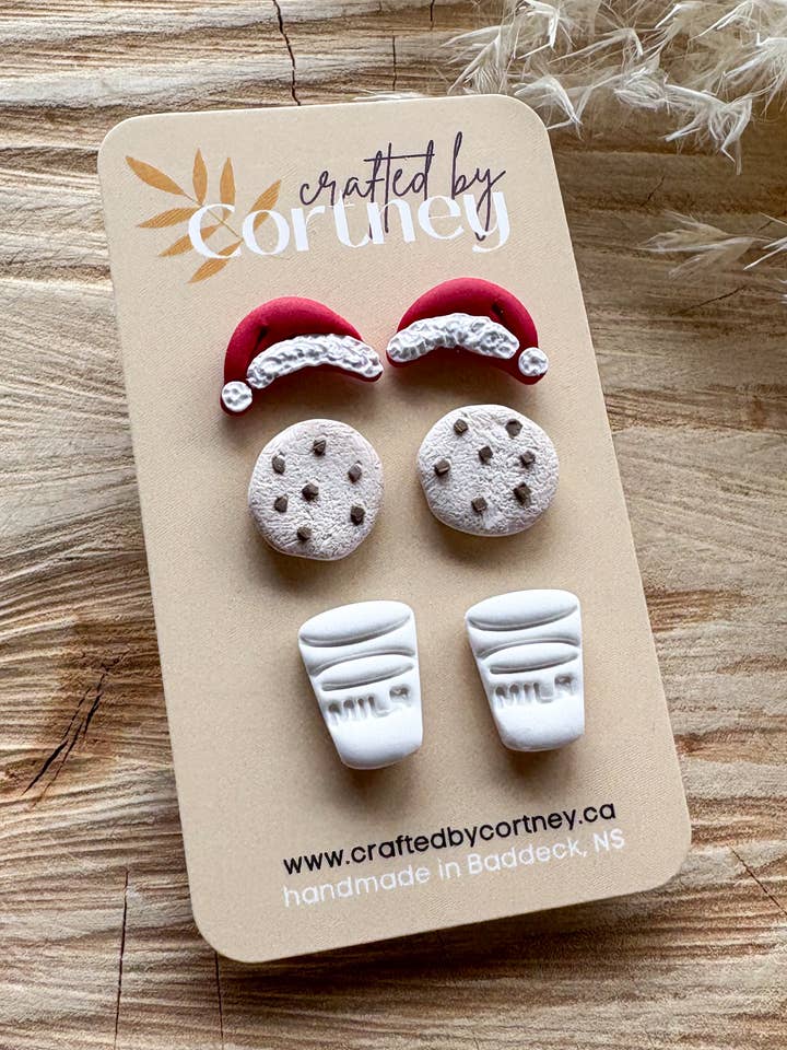 Cookies for Santa stud trio for wholesale by Crafted by Cortney