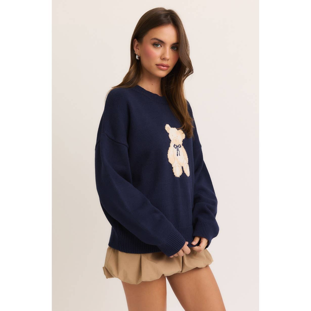 Apolline - Wholesale Knit Sweater - Women's - Long Sleeve Crew Neck Teddy Bear Graphic Sweater2