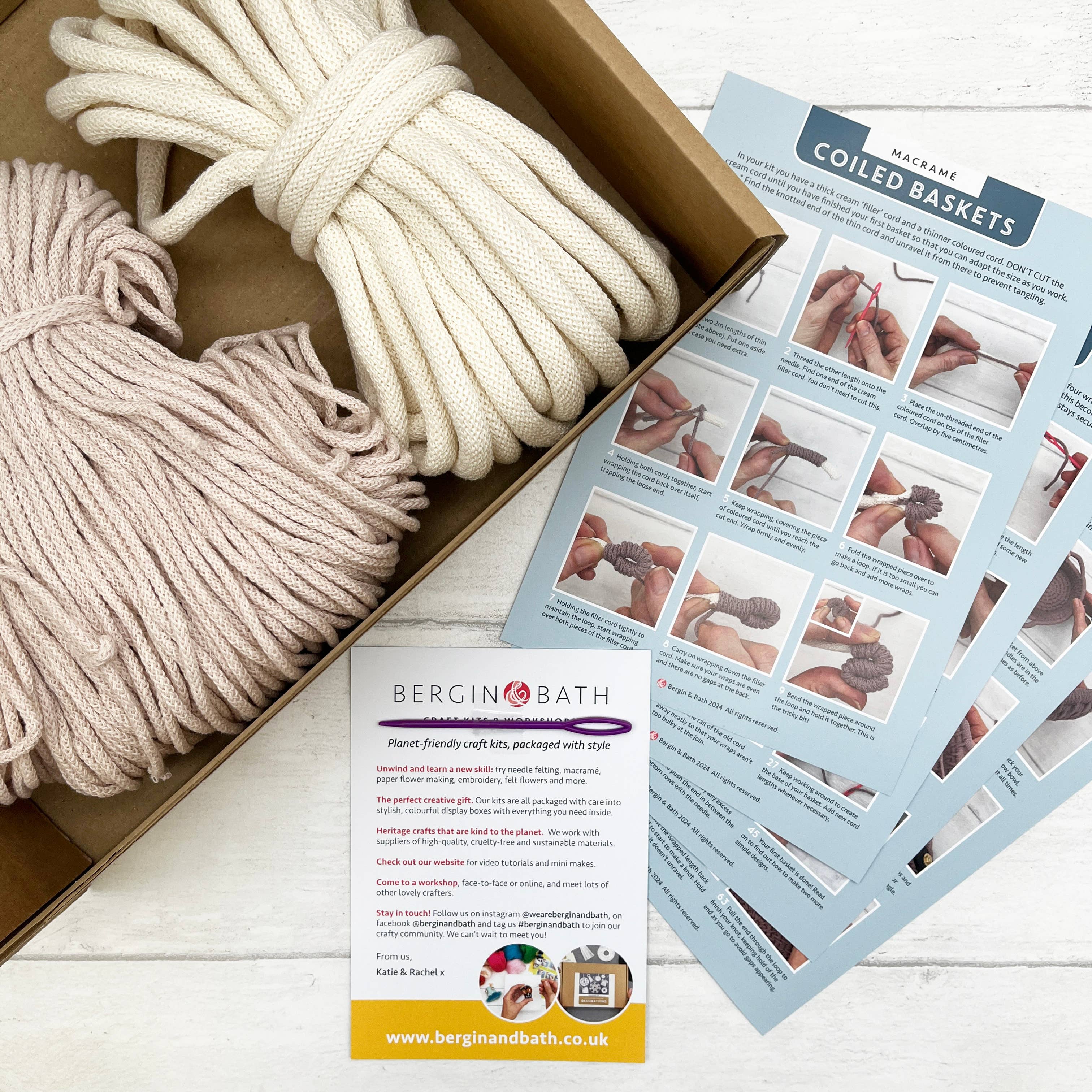 Bergin & Bath – wholesale DIY craft kit – Macrame Kit, Baskets - Nude - Learn to make a set of three 3