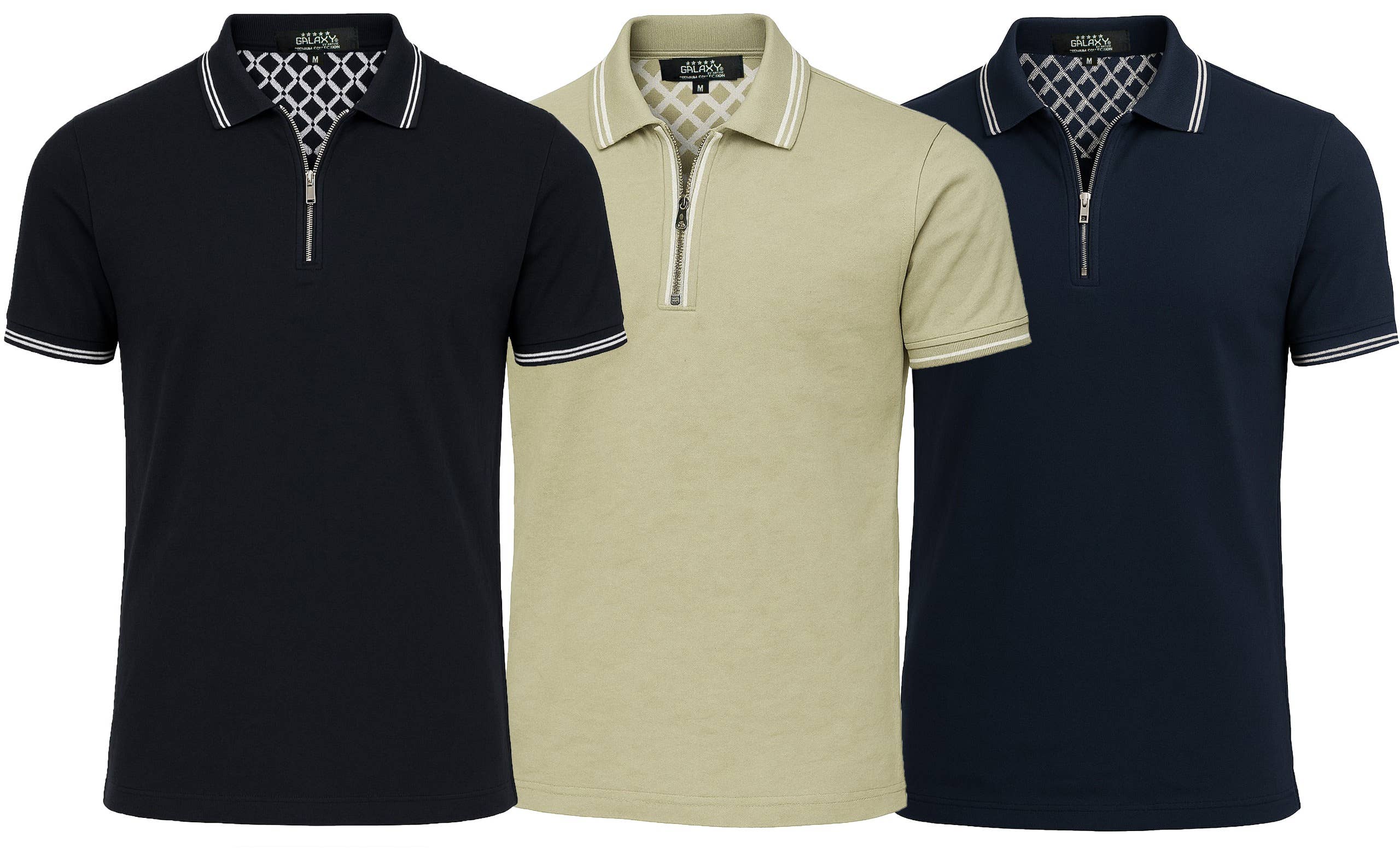 Galaxy By Harvic – Polo - Homem por atacado – Camisa Polo Masculina Galaxy By Harvic Modern Fit com Zíper2