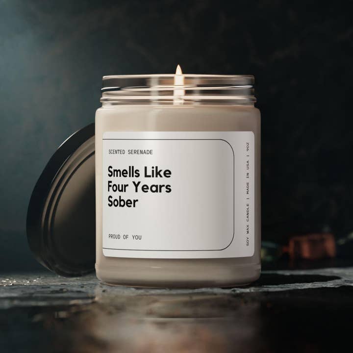 Scented Serenade - Wholesale Jar/Filled Candle - Four Years Sober Anniversary Candle Sobriety Gifts