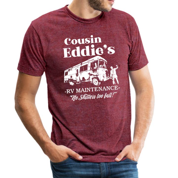 COUSIN EDDIE'S RV HEATHER CARDINAL CLEARANCE T-SHIRT for wholesale by dkhandmade