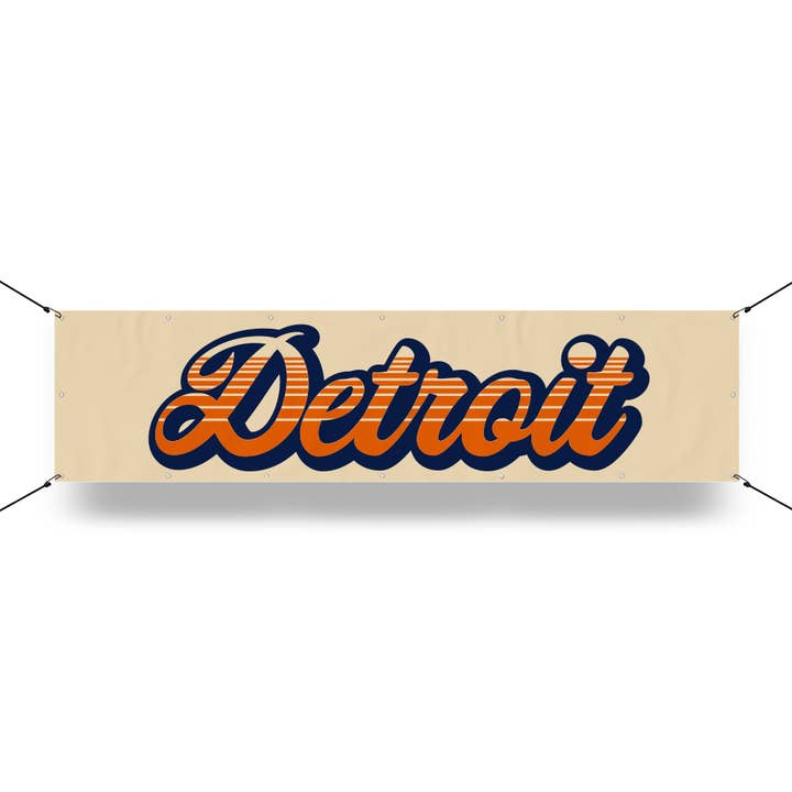Banner - Detroit Script Stripes for wholesale by Detroit Shirt Co.