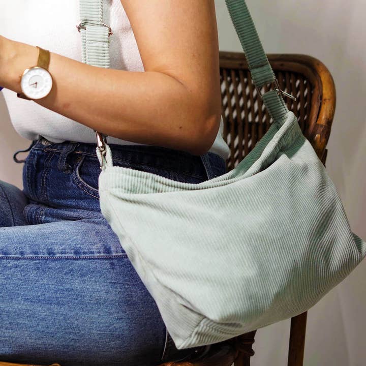 Sleek Minimalist Corduroy Sling Bag for wholesale by Zwende